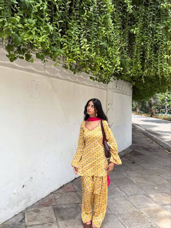 Libas_Yellow_Floral_Printed_Kurta_Pant_Set_with_Pink_Dupatta
