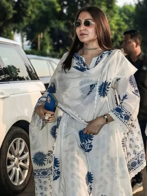 Libas_White_Floral_Printed_Anarkali_Kurta_Set_with_Blue_Dupatta