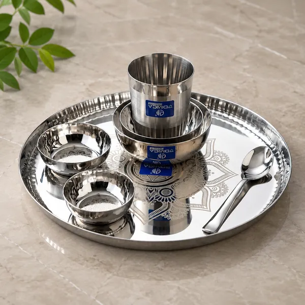 Silver_lesar_print__Steel_Dinner_Thali_Set_For_Home