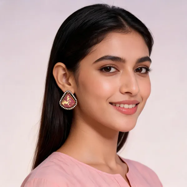 Pink_Metal_Earrings_For_Women