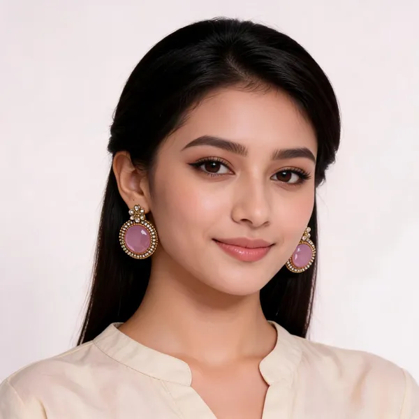 Pink_Metal_Earring_For_Women