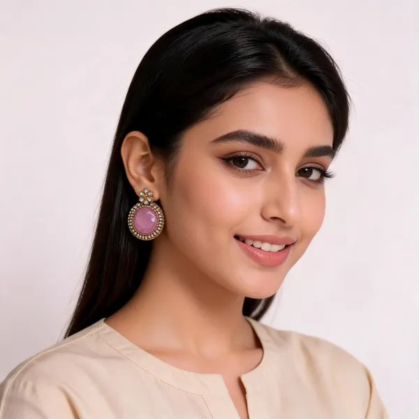 Pink_Metal_Earring_For_Women