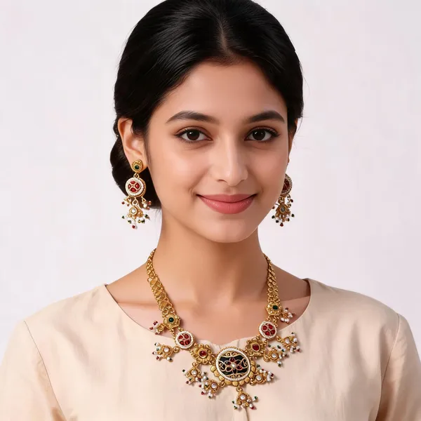 Gold_Metal_Necklace_Set_For_Women