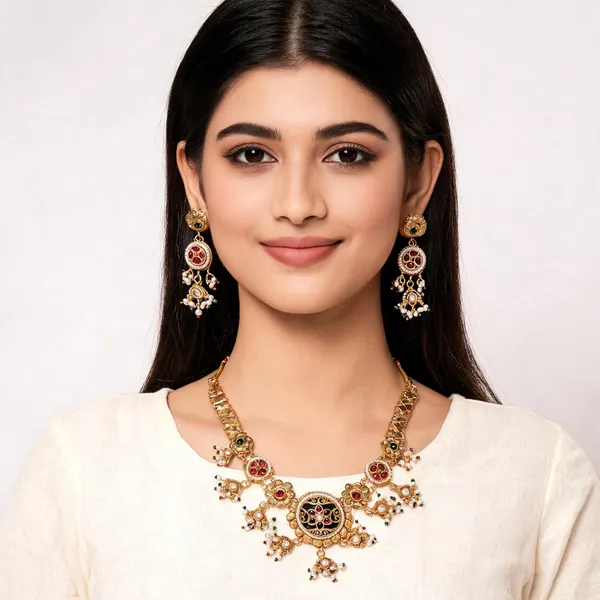 Gold_Metal_Necklace_Set_For_Women