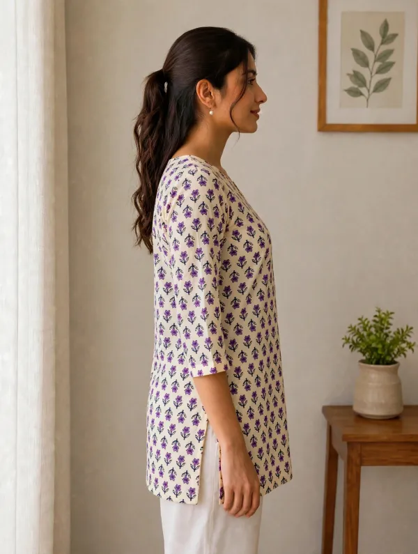Cream_Sleves_Short_Kurti_For_Women