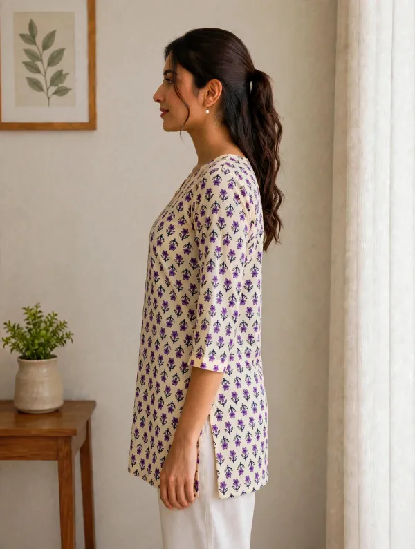 Cream_Sleves_Short_Kurti_For_Women