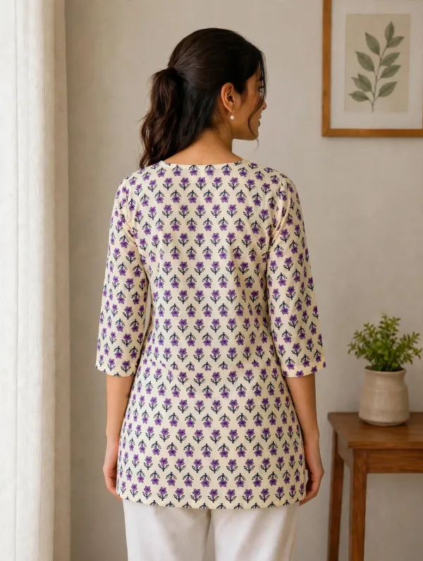 Cream_Sleves_Short_Kurti_For_Women