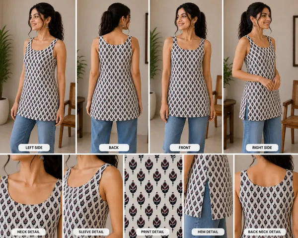 White_Cotton_Straight_Sleeveless_Kurti_For_Women