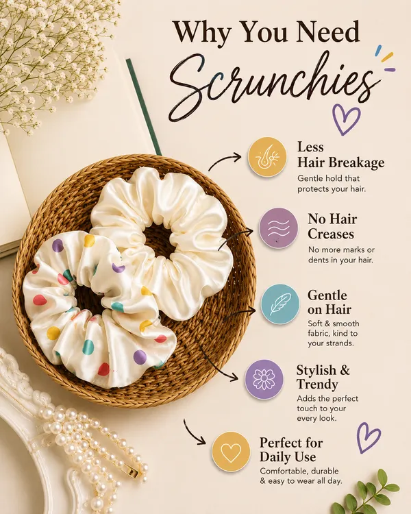 Cream_Silk_Hair_Scrunchie_Set_For_Women