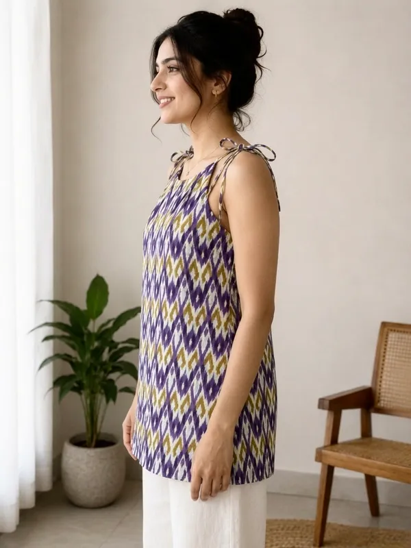 Purple_Cotton_Geometric_Print_Sleeveless_Tunic_Top_For_Women