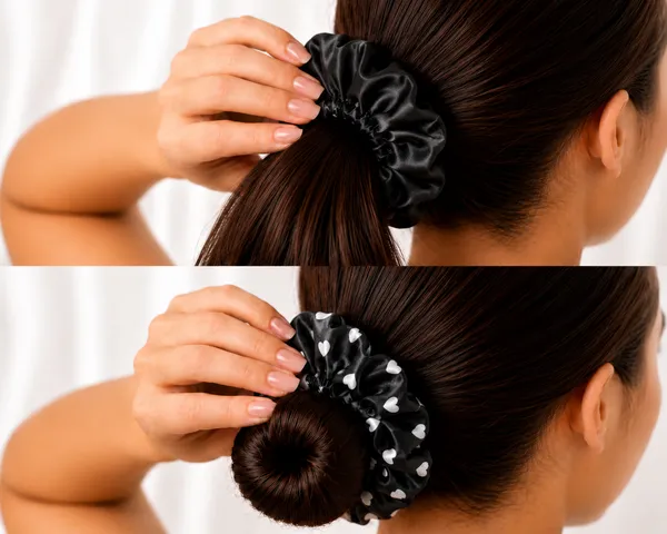 Black_Silk_Satin_Heart_Print_Hair_Scrunchie_For_Women