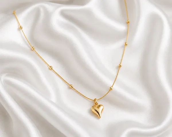 Gold_Tone_Stainless_Steel_Beaded_Heart_Pendant_Necklace_For_Women