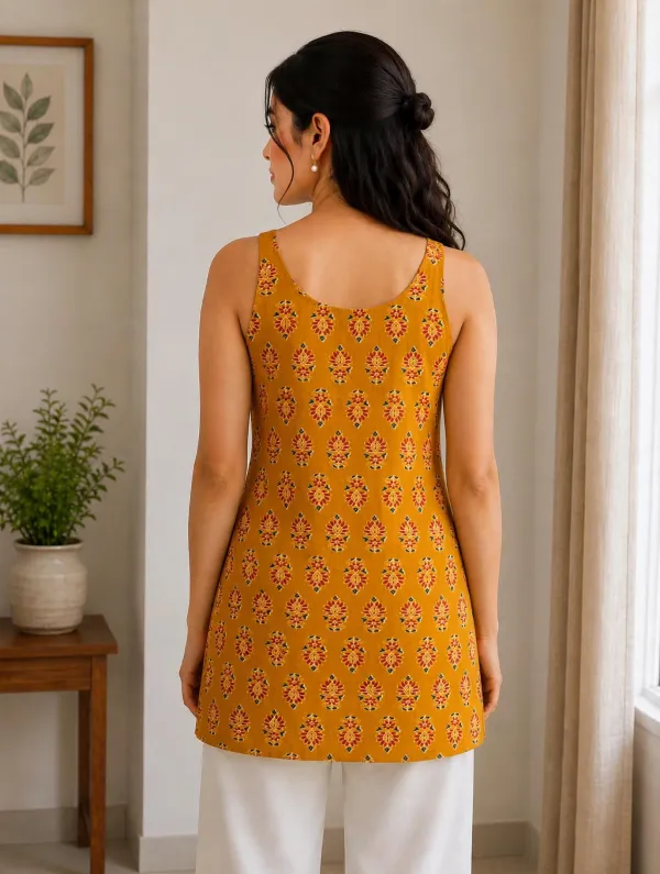 Mustard_Handblock-Style_Printed_Short_Kurti_For_Women