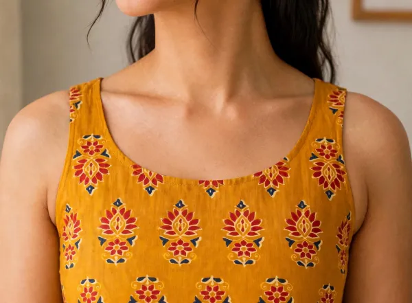 Mustard_Handblock-Style_Printed_Short_Kurti_For_Women
