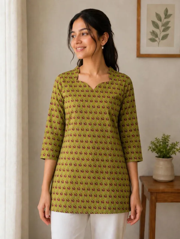 Olive_Green_Short_Kurti_For_Women