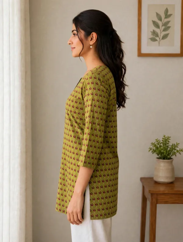 Olive_Green_Short_Kurti_For_Women