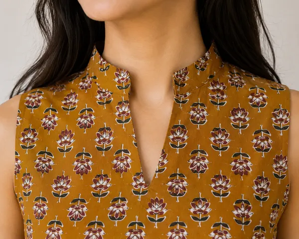 Orange_stand_collar_Short_Kurti_For_Women
