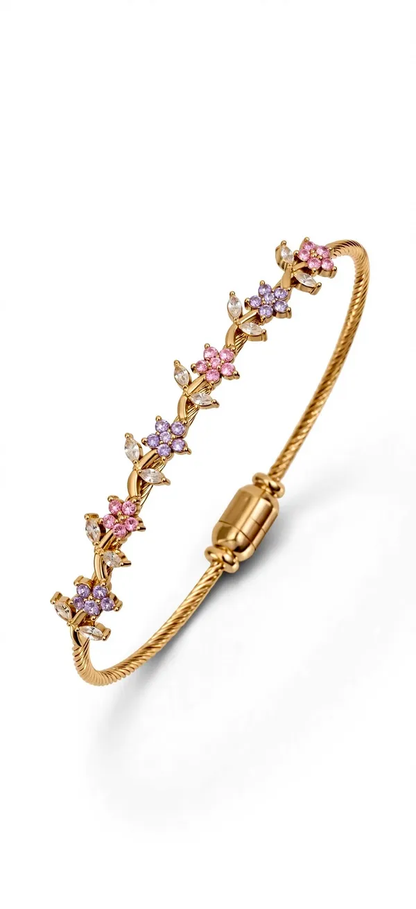 Pink_Purple_Flower_Vine_Diamond_Kada_Bracelet_for_Women_-_Magnetic_Bangle