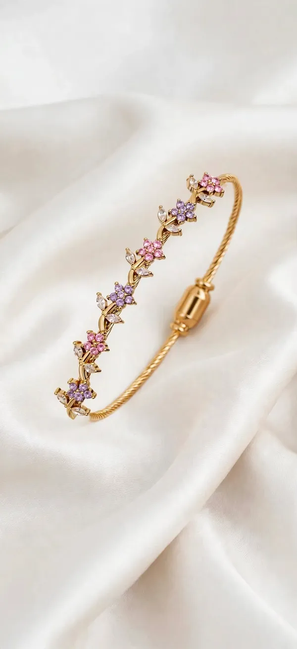 Pink_Purple_Flower_Vine_Diamond_Kada_Bracelet_for_Women_-_Magnetic_Bangle