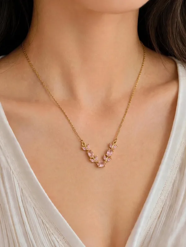 Pink_Tulip_Pendant_Necklace_-_Gold_Plated_Anti_Tarnish_-_Daily_Wear_Party_Necklace_for_Girls