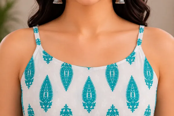 White_Cotton_Sleeveless_Straight__Short_Kurti_For_Women