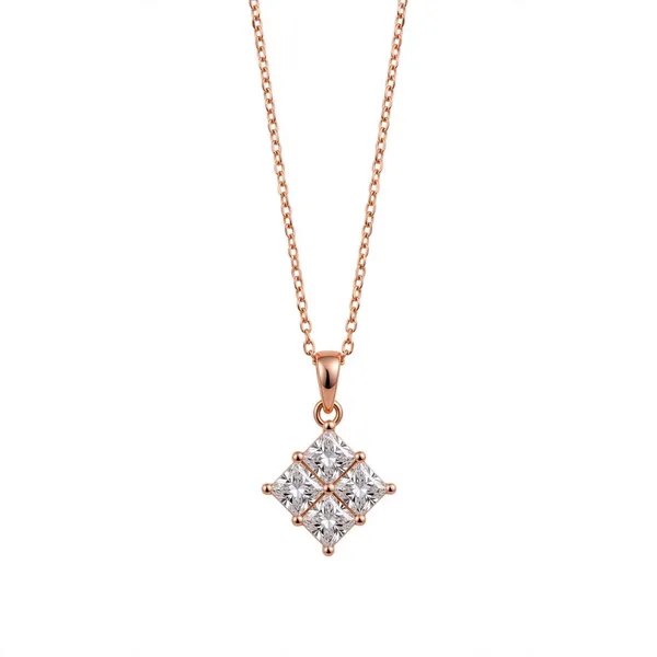 Rose_Gold_4_Diamond_Princess_Cut_Pendant_Necklace_for_Women_-_Anti_Tarnish