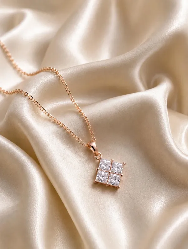 Rose_Gold_4_Diamond_Princess_Cut_Pendant_Necklace_for_Women_-_Anti_Tarnish