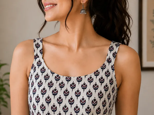White_Cotton_Straight_Sleeveless_Kurti_For_Women