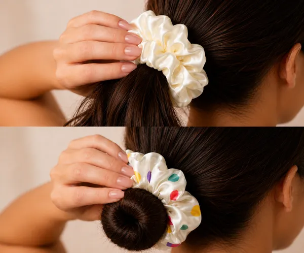 Cream_Silk_Hair_Scrunchie_Set_For_Women