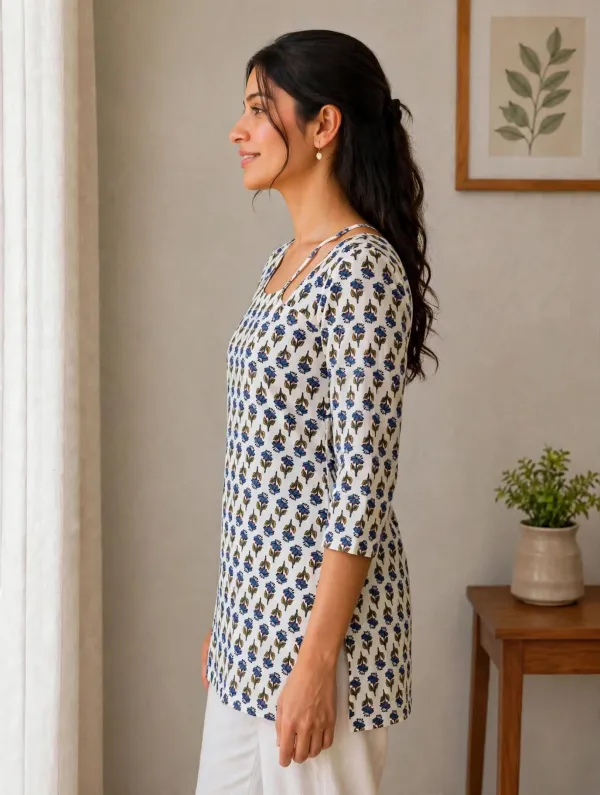 White_sleves_Short_Kurti_For_Women