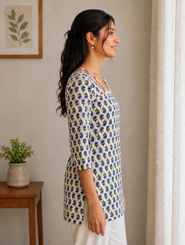 White_sleves_Short_Kurti_For_Women