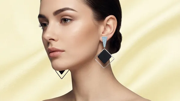Gold_And_Black_Alloy_Geometric_Square_Drop_Earrings_For_Women