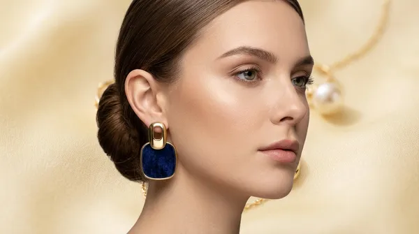 Gold_Alloy_Navy_Enamel_Statement_Earrings_For_Women