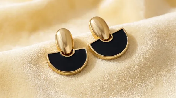 Gold_And_Black_Alloy_Eclipse_Geometric_Stud_Earrings_For_Women