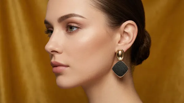 Gold_And_Black_Alloy_Noir_Geometric_Drop_Earrings_For_Women