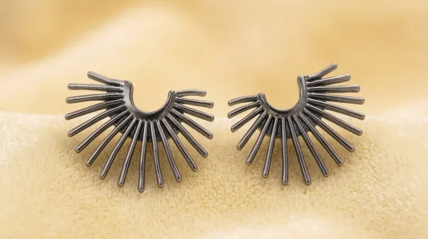 Silver_Alloy_Fan_Sunburst_Stud_Earrings_For_Women