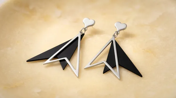 Silver_And_Black_Alloy_Geometric_Prism_Drop_Earrings_For_Women