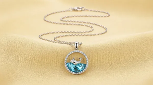Silver_And_Blue_Alloy_Aqua_Crystal_Dolphin_Pendant_Necklace_For_Women