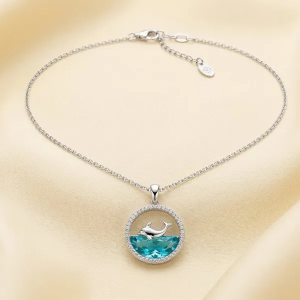 Silver_And_Blue_Alloy_Aqua_Crystal_Dolphin_Pendant_Necklace_For_Women