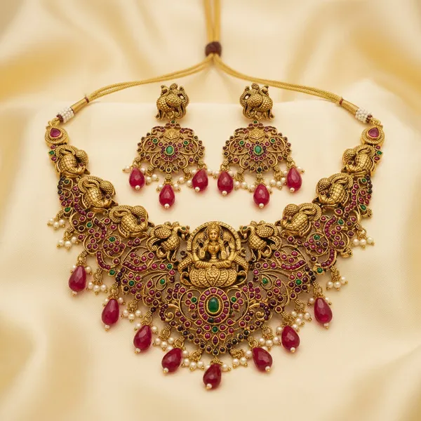 Gold_Alloy_Peacock_Lakshmi_Temple_Necklace_Set_For_Women
