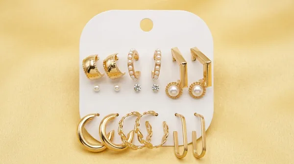 Gold_Alloy_6-Pair_Multi-Style_Earring_Combo_Set_For_Women