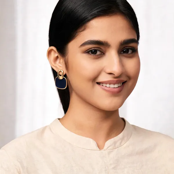 Gold_Alloy_Navy_Enamel_Statement_Earrings_For_Women