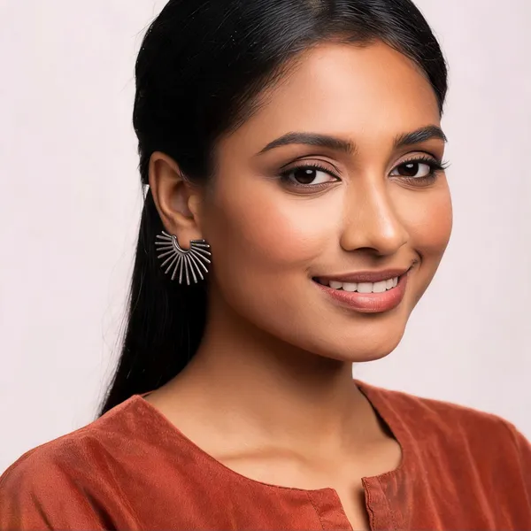 Silver_Alloy_Fan_Sunburst_Stud_Earrings_For_Women