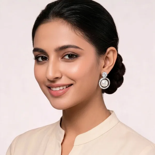 Silver_Alloy_Pearl_Halo_Drop_Earrings_For_Women