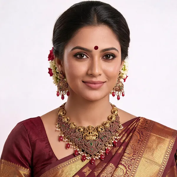 Gold_Alloy_Peacock_Lakshmi_Temple_Necklace_Set_For_Women