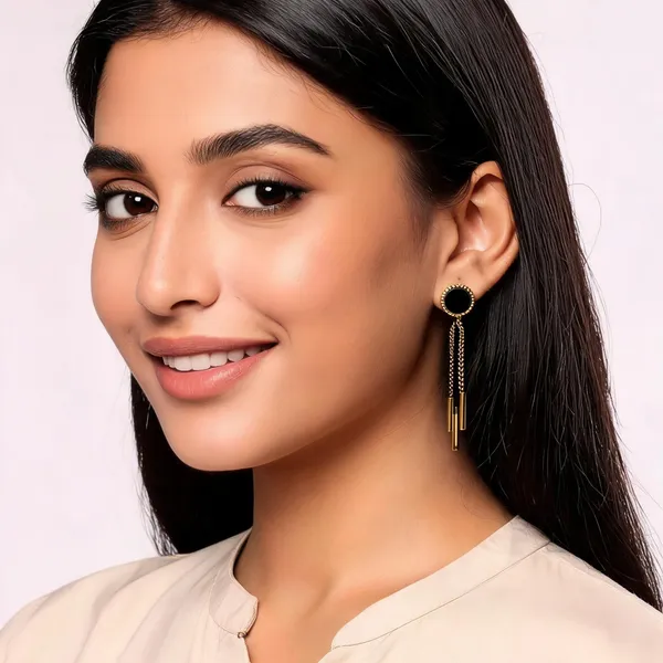 Gold_Alloy_Black_Stud_Chain_Bar_Drop_Earrings_For_Women