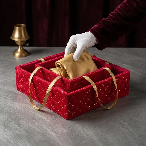 Red_Fabric_Sequin_Pattern_Storage_Organizer