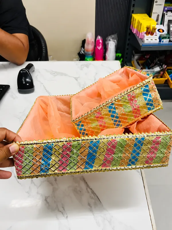 Fabric_Decorative_Multicolour_Diamond_Pattern_Rectangular_Tray