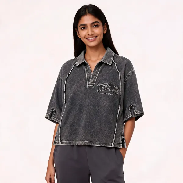 Charcoal_Acid_Washed_Terry_Cotton_Half-Zip_T-Shirt_For_Unisex