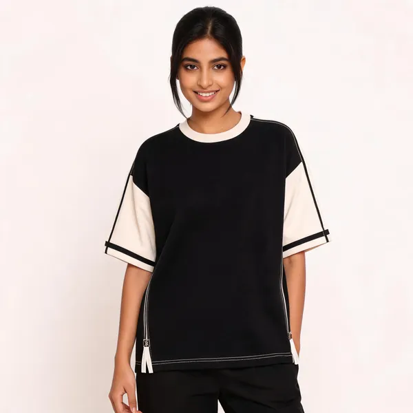 Black_Terry_Colorblock_Crew_Neck_T-Shirt_For_Unisex